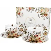 Duo Zahra Porseleinen Koffiekopjes met Schotels (2 stuks, 250ml)