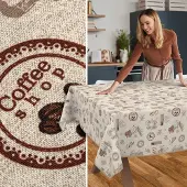 ANRO Tafelkleed Koffie Bruin 130x90cm Met sierband Afwasbaar Waterafstotend Binnen & Buiten
