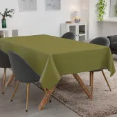 ANRO Tafelkleed Olijfgroen linnenlook 180x100cm Met sierband Afwasbaar Waterafstotend