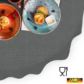 ANRO Tafelkleed Effen linnenlook Grijs Ovaal 300x140cm Rechte rand Afwasbaar Waterafstotend
