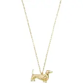 Yehwang Lange Roestvrijstalen Ketting met hanger teckel - Hond – RVS - Goud