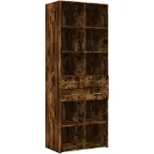 vidaXL Hoge kast 70x42,5x185 cm bewerkt hout gerookt eikenkleurig