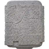 Ptmd Blayd Grey Cement Palm Leaf Carving Pot Square L