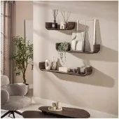 Meubelplaats Wandplank Maya Teak U-shape set/3 - Massief teak espresso