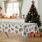 ANRO Tafelkleed Kerstman Groen 400x140cm Rechte rand Afwasbaar Waterafstotend Binnen & Buiten