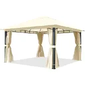 TOOLPORT Tuinpaviljoen 4x4m, 4 zijwanden, crème