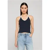 Urban Classics - Contrast Piping Neckholder Mouwloze top - L - Donkerblauw