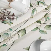 ANRO Tafelkleed Botanische bladeren Groen 180x140cm Met sierband Afwasbaar Waterafstotend