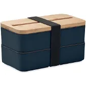 Midocean Gerecycled PP lunchbox met twee compartimenten en verwijderbaar tussenschot. Donker Blauw
