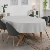 ANRO Tafelkleed Effen linnenlook Grijs Ovaal 240x140cm Met sierband Afwasbaar Waterafstotend