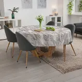 ANRO Tafelkleed Bladeren Beige Rond Ø140cm Met sierband Afwasbaar Waterafstotend Binnen & Buiten