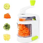 Markenlos – Handmatige spiraalsnijder 4-in-1, courgettenoedels, groentespaghetti, met houder en antislip grip