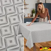 ANRO Tafelkleed Geometrische ruiten Meerkleurig 180x100cm Met sierband Afwasbaar Waterafstotend