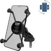 RAM Mount Draaibare X-Grip telefoonhouder met bevestiging voor de balhoofdbuis