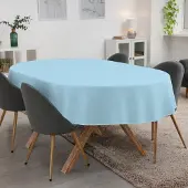 ANRO Tafelkleed Effen linnenlook Blauw Ovaal 180x140cm Met sierband Afwasbaar Waterafstotend