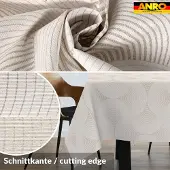 ANRO Tafelkleed Grijze cirkels Beige 140x100cm Rechte rand Afwasbaar Waterafstotend Binnen & Buiten