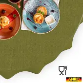 ANRO Tafelkleed Olijfgroen linnenlook Rond Ø100cm Rechte rand Afwasbaar Waterafstotend