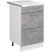 Vicco Keukenonderkast R-Line, Beton/Wit, 50 cm marmer werkblad