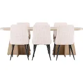 Ebuy24 Bootcut eethoek eettafel naturel 6 stoelen fluweel beige.