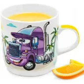 Tragar Kinderbeker 230ml met handvat - Vrolijk Vrachtwagen Design