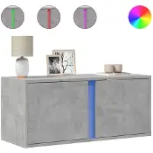 vidaXL Tv-wandmeubel met LED-verlichting 80x31x35 cm betongrijs