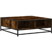 vidaXL Salontafel 80x80x30 cm bewerkt hout en metaal gerookt eiken