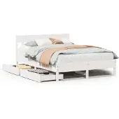 vidaXL Bedframe zonder matras massief grenenhout wit 150x200 cm