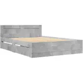 vidaXL Bedframe met hoofdeinde bewerkt hout betongrijs 120x200 cm