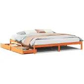 vidaXL Bedframe zonder matras massief grenenhout wasbruin 200x200 cm