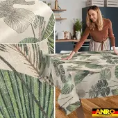 ANRO Tafelkleed Bloemenornamenten Beige 300x140cm Rechte rand Afwasbaar Waterafstotend