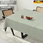 ANRO Tafelkleed Effen linnenlook Blauw 180x120cm Met sierband Afwasbaar Waterafstotend