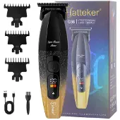 Hatteker Tondeuse en Baardtrimmer – 8000 RPM – Keramisch Mes – LED-display – 180 min – Geel