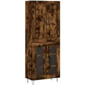 vidaXL Hoge kast 69,5x34x180 cm bewerkt hout gerookt eikenkleurig