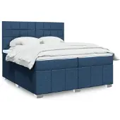 vidaXL Boxspring met matras stof blauw 200x200 cm