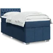 vidaXL Boxspring met matras stof blauw 100x200 cm
