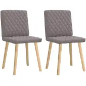 vidaXL Eetkamerstoelen draaibaar 2 st stof taupe