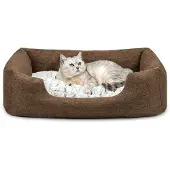 Lionto Kattenbed, omkeerbaar kussen & lage instap, 80x60 cm bruin