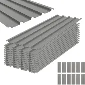 Outsunny Galvanized Steel Panels-Stahl-129L x 45B cm-Hellgrau