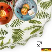 ANRO Tafelkleed Beige damast Groen Ovaal 260x140cm Rechte rand Afwasbaar Waterafstotend