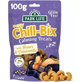 Park Life Chill-Bix Mini Hondensnacks – Honing & Kamille – Kalmerende Koekjes – Graanvrij – 100g