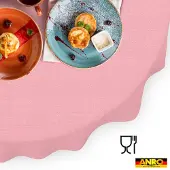 ANRO Tafelkleed Effen linnenlook Roze Ovaal 240x140cm Rechte rand Afwasbaar Waterafstotend