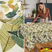 ANRO Tafelkleed Bloemen en vogels Beige 280x140cm Rechte rand Afwasbaar Waterafstotend