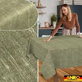 ANRO Tafelkleed Effen linnenlook Groen 130x90cm Rechte rand Afwasbaar Waterafstotend Binnen & Buiten