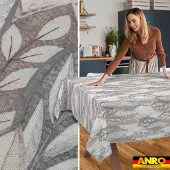 ANRO Tafelkleed Bladeren Beige 160x120cm Met sierband Afwasbaar Waterafstotend Binnen & Buiten