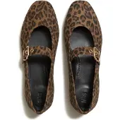 FitFlop Dames Ballerina's van Piel Delicato Mary Jane bruin (40), Beige, Plat, Suède, Gesp, Casual, Dierenprint ADQ-E76