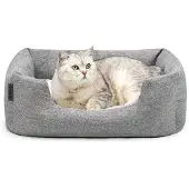 Lionto Kattenbed, omkeerbaar kussen & lage instap, 60x50 cm grijs