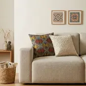 AW Gifts Classic Cushion Cover - Neutral Geo Creme - 45x45cm