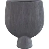 Ptmd Tywin Dark Grey Ceramic Oval Pot On Foot Lines M