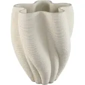 Ptmd Hastin White Cement Wavy Ribbed Vase 3D Look L