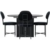 Ebuy24 Matilda eethoek eettafel met uitschuifbare functie zwart 4 stoelen velours zwart.